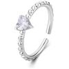 S'Agapõ Anello Donna, Anello Regolabile in Acciaio e Zirconi con Simbolo Cuore | Collezione Dazzly - SDZ124