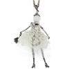 Le Carose Collana da donna collezione sposa. Il gioiello è in ottone con bambolina con galvanica bianca e vestito corto bianco di pizzo con perle e pendente bouquet sposa. Dimensioni: collan