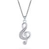 Bling Jewelry Insegnante Di Musica Studente Pave Cubic Zirconia Cz Musicista Chiave Di Violino Nota Musicale Ciondolo Pendente Per Donne Adolescenti Placcato In Argento