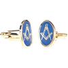 THE MASONIC COLLECTION Gemelli ovali blu e oro massonici artigianali