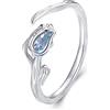 NewL Anello da donna in argento Sterling 925 con fiore di tulipano, per festa nuziale, mano destra, Placcato oro