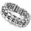 Cupimatch Bracciale da Uomo 23 mm Largo Pesante Argento Bicolore in Acciaio Inox lucidato Gotico Biker Skull Bracciale con Catena a Maglia Braccialetto 22,6 cm Perfetto Regalo