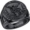 FaithHeart Anello Uomo San Michele Amuleto in Acciaio Inox 316L Antiallergico Argento Nero Retro Rilievo 3D Misure IT 14-32 Disponibili Gioielli Talismano Regalo Compleanno