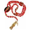 HCAXKFMMXU Collana nera della morte sacra in legno collana di Santa Muerte Rosari rossi perline benedizione artigianale rosario de la santa muerte Preghiera G