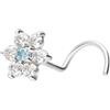 PIERCINGLINE Piercing per il naso in oro 14 o 18 carati a spirale con fiore di moissanite | Piercing per il naso a sfera | Colore a scelta, Moissanite
