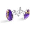 Generic Gemelli in argento personalizzati con fiori di lavanda viola viola per camicia da smoking, 20mm*20mm, Acciaio inossidabile, Quarzo creato