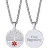 FaithHeart Collana di Allerta Medica per Uomo Donna Acciaio Inox Identificazione di Emergenza Dog Tag/Cuore/Ciondolo Moneta SOS Talismano Gioielli Salute Accessori Incisione Gratuita Bambini Famiglia