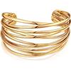 ENSKEFEN Braccialetto a fascia larga vuoto con chiusura aperta in oro per donne, bracciale multistrato a croce con fili spessi, regolabile, 7 inches, Ottone, Non pietra preziosa