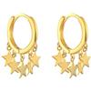 Homxi Orecchini Cerchio Donna,Orecchino Argento 925 Cerchio con Stelle Oro Donna Orecchini Cerchio