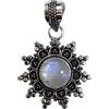 Tibetan Silver Pietra di Luna Ciondolo per Donne e Uomini, Etnico Tribale in Filigrana Design, Placcato Argento Fatti a Mano Gioielli con Ciondolo Moda Progettista Ciondolo Collana per La Festa