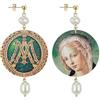 IN Lebole Collezione The Circle DOR95 Madonna Verde Orecchini da Donna in Ottone Pietra Perla