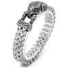 Shuade Braccialetto da uomo con bocca apribile con lupo/serpente/bracciale da uomo a catena a maglia bracciale punk gioielli punk mitologia nordica accessorio, Acciaio al titanio