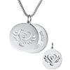 Gravado Collana da Donna in Acciaio con Ciondolo Angelo, Incisione Cerchia di Nomi, Catenina Maglia Veneziana, Scatola Regalo