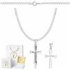 ZELYA Collana con ciondolo a croce in argento 925 per ragazze e ragazzi - 45-60 cm, collana per Comunione con croce, collana per bambini per Comunione e Battesimo, con scatola regalo e incisione, 45
