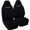 Rebeca Shop® Coprisedili Auto Compatibili per Smart | Made in Italy | Set Copri-sedile Anteriori Coppia (w451 - Seconda Serie, Nero/Refil Grigio Chiaro)