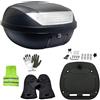 MOTO SPORT MONDO COMPATIBILE CON YAMAHA XENTER 150 BAULETTO 52 LITRI SIFAM COMPLETO DI PIASTRA+MANIGLIA+KIT MONTAGGIO VALIGIA BAULE PER PORTAPACCHI MOTO SCOOTER PER 2 CASCHI NERO OPACO