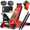 Sellnet Verda Cric idraulico 3T - Altezza di sollevamento 75-515 mm, con pedale a piede, con ingrassatore, 2 tamponi in gomma, cric a carrello per auto e veicoli, SUV, sistema a doppia pompa