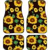 Biyejit - Set di 4 tappetini per auto con girasoli, per sedili anteriori/posteriori, morbidi e resistenti con retro in gomma robusta, modello universale