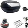 farbrothersonline COMPATIBILE CON VESPA 125 PX BAULETTO VALIGIA BAULE 52 LT NERO+PIASTRA+MANIGLIA PER PORTAPACCHI MOTO-SCOOTER PER 2 CASCHI INTEGRALI-JET-MODULARI UNIVERSALE SIFAM