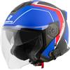 Bogotto H586 BT Illus Casco jet Bluetooth, nero opaco/rosso/blu, L