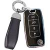 ontto Custodia per chiave auto, adatta per Jeep Renegade Compas 2016-2020, Dodge Chrysler, in TPU, con bordo argentato, portachiavi pieghevole, 4 tasti, colore nero