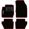 QUEMAR Tappetini Auto compatibili con Ford Fiesta MkVI 6 serie 2008-2017/Kit Tappeti Moquette e Gomma su Misura (Set 2 Anteriori + 2 Poster.)/Ricami e Colori Personalizzati (1 Ricamo, Bordo Rosso)