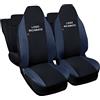 Rebeca Shop® Coprisedili Compatibili per Aygo | Made In Italy | Set Copri-sedili Anteriori e Posteriori | Logo del modello auto ricamato (Nero/Blu Scuro)