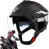Stibtmr Caschi Motociclista Uomo | Casco Scooter Doppia Visiera | Protezione UV e Traspirante per Uomo Donna Ragazzo