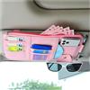 Augeny Organizer per aletta parasole per auto, in pelle, con cerniera, custodia per occhiali da sole, accessori interni per auto, organizer tascabile (rosa)