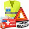 autogadget Set 3 in 1 - Kit di pronto soccorso per auto e auto 2024: kit di pronto soccorso conforme alla norma EN ISO 20471, borsa di medicazione e giubbotto di avvertimento, triangolo di avvertimento,