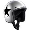 BANDIT Casco Moto Jet Star Argento Lucido con Visiera Personalizzata Stile Biker, Include Visiera Argento Lucido con Stelle (S)