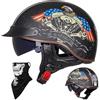 EBAYIN Caschi Cromwell Jet e Demi-Jet Casco Moto A Mezzo Casco Retrò Harley Casco Anticollisione Di Sicurezza Per Scooter Chopper Cruiser DOT / ECE Con Occhiali A Sgancio Rapido,D-XL=（61~62cm）