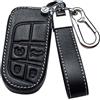ontto Custodia per Chiave Auto in Pelle PU Adatta per Fiat Jeep Compass Renegade Dodge RAM 1500 Journey Charger Challenger Durango Telecomando Cover Portachiavi Cover Cover Cover Nera C