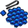 Bseical 20 Pezzi Tappi a Vite Ruota con Strumento di Rimozione Set per Automobili Pneumatici, ABS Placcatura Copri Bulloni Cerchi Auto Universale 17mm/19mm/21mm Coperchio Vite Esagonale (Blu, 19mm)