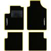 QUEMAR Tappetini Auto compatibili con 595 ABTH e 500 ABTH dal 2007/ Kit Tappeti Moquette e Gomma su Misura/Set 2 Anter.+ 2 Poster./Ricami e Colori Personalizzati (2 Ricami, Bordo Giallo)