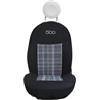 Italfodere - Coppia Coprisedili Anteriori Compatibili con Fiat 500 Dal 2007 in poi - Cotone Accoppiato - Fatti a Mano - Eleganti e Resistenti - Accessori Auto Interno - Scozia Nero - Made in Italy