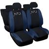 Lupex Shop Coprisedili auto compatibili con Mito, Made in Italy, tessuto poliestere, set sedili completi anteriori e posteriori (Nero - Blu Scuro)