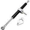 BIKECO Ammortizzatore di sterzo per moto, in alluminio, 330 mm, stabilizzatore lineare, leva di bilanciamento regolabile, ammortizzatore di sterzo per moto, ricambio universale per ATV (nero)