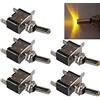 Mintice 5 Pezzi 12V 20A Luce LED Giallo Interruttore a Levetta in Metallo Spst ON/off Interruttore a Bilanciere Barca Veicolo Auto