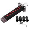 Purokise Pomello del cambio Katana Sword, cambio universale in metallo nero e rosso per auto automatiche manuali in acciaio al carbonio con 4 adattatori