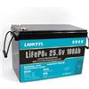 Generisch Batterie a lunga durata,LiFePO4 Batteria LiFePO4 da 24 V (25,6 V) 100 Ah LiFePO4, 5000 + Deep Cycle, batteria ricaricabile agli ioni di litio con BMS, Per impianti fotovoltaici e campeggio all'aperto.