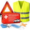 POWR CAR Kit di 3 kit di emergenza per auto, kit di emergenza, gilet di sicurezza, triangolo di segnalazione, kit di risoluzione dei problemi e accessori in caso di incidente per auto