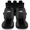 Susy Shop Coprisedili Auto Compatibili Per 600 Set Coprisedile Anteriori e Posteriori Con Logo Ricamato Compatibile Con Airbag (Nero/Grigio Scuro)