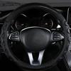 MKWGZPGW Coprivolante Auto Universale in Pelle Per Skoda Fabia 2008-2023 2024 2025, Traspirante Antiscivolo Coprivolante 38cm, Accessori Durevoli da Interno,Black-Round
