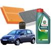 ricambi auto smc Kit Tagliando Ford Fiesta V 1.25 75 cavalli: 3 Filtri (FILTRO ARIA 216x166x32 mm, FILTRO OLIO 74x76 mm, FILTRO ABITACOLO 240x190x35 mm) + 4 Litri Olio Motore Castrol Magnatec 5W30 A5