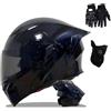 SONGDIQI Casco Moto Modulare, Caschi Modulari con Doppia Visiera Omologato ECE, Casco Integrale Apribile, per Adulti Uomo Donnag(C2,L(57~58CM))