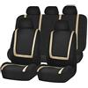 GODGETS Coprisedili Auto Universali Set Completo Copertura Protezione Sedili per Auto in Poliestere Tessuto Anteriore e Posteriore,Nero Beige,2 * Seater Anteriore + 3 * Seater Posteriore