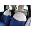 Italfodere Coprisedili Auto Compatibili con Fiat 500 - Fodere Complete Blu/Panna (Posteriore Diviso)