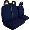 Lupex Shop Set Coprisedili Universali per Furgone 3 Posti misto Cotone poliestere trapuntato, singolo + doppio,Cintura Alta, colore Blu
