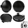 Tissting 4 Pezzi Tappi Coprimozzo, OD 74mm ID 69mm Coprimozzo Ruota Centrale ABS Plastica Nero Universale Auto Coprimozzo Copri Auto Accessori